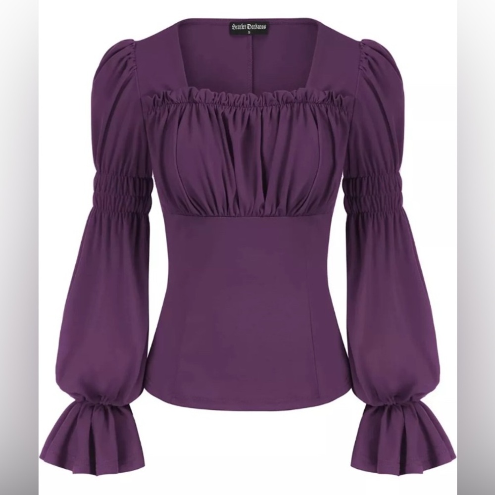 Scarlet Darkness L Purple Renaissance blouse. Pirate shirt
